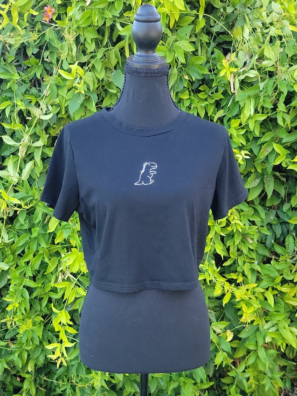 Dinosaur Theme Black Crop Top
